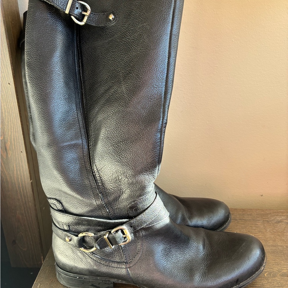 Naturalizer wide shaft size 12 leather riding boots in black
